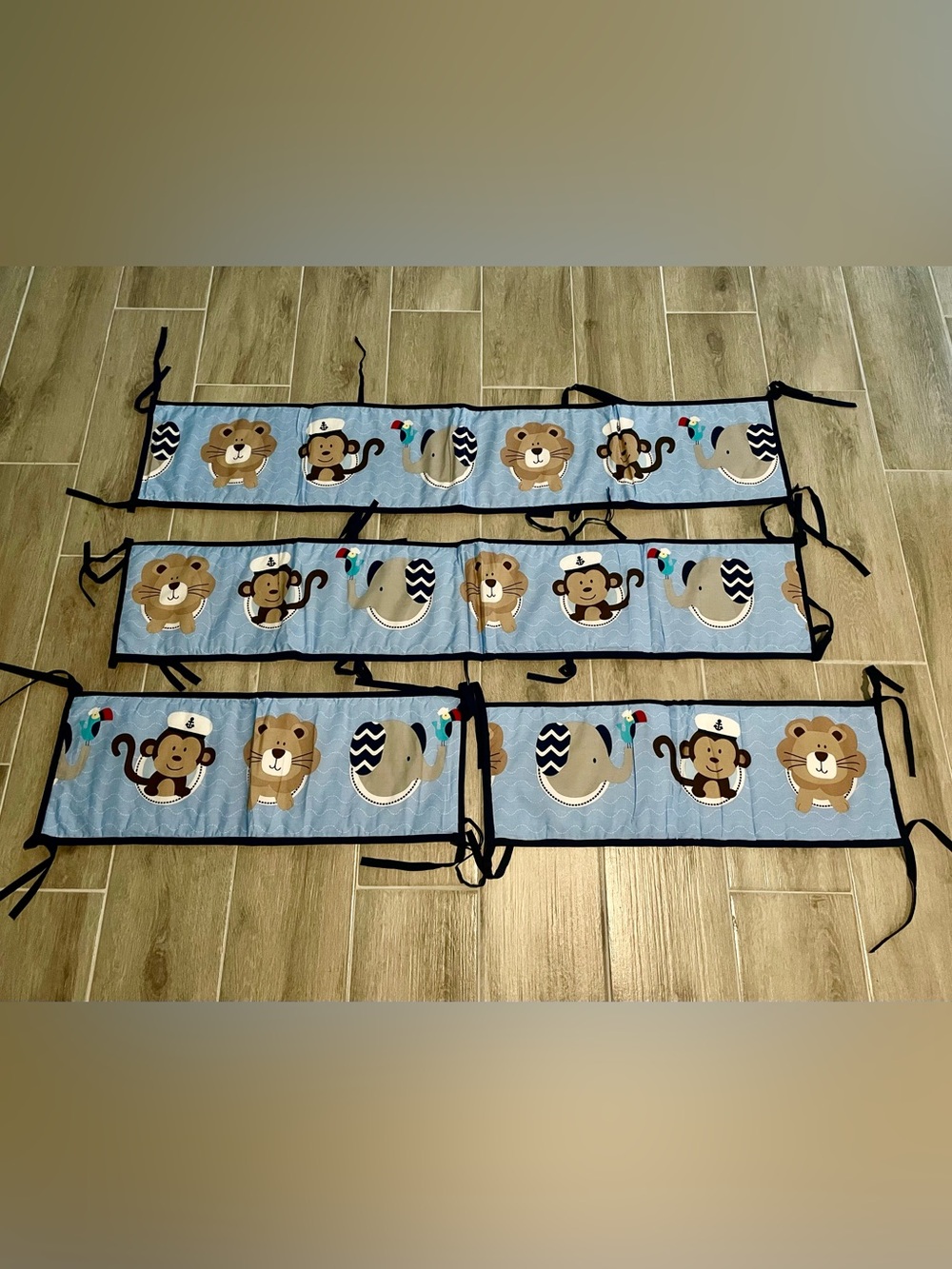 Blue Nautical Animal Nursery Crib Bumper - Brand: